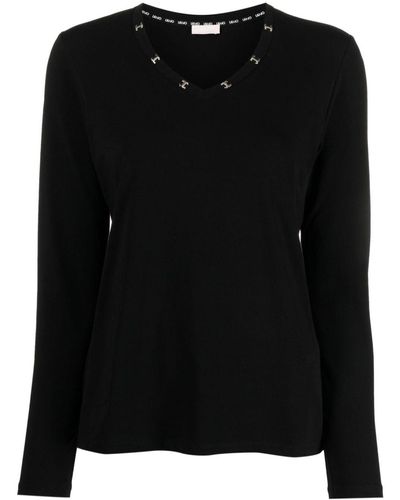 Liu Jo Logo-plaque Fine-knit Sweater - Black