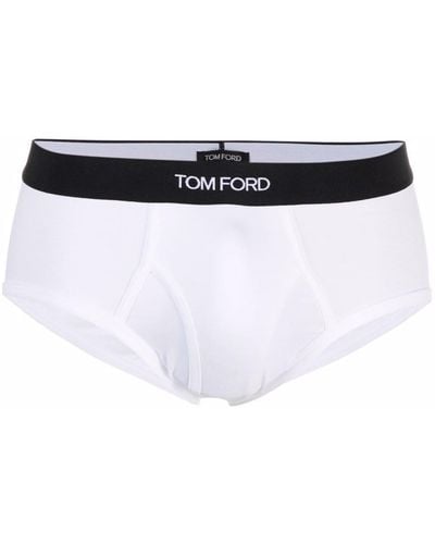 Tom Ford Slip mit Logo-Bund - Weiß