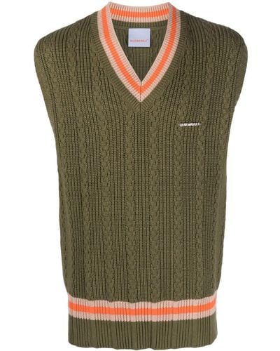 Bluemarble V-neck Cable-knit Vest - Green