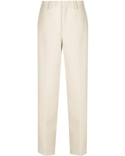 Closed Straight Leg Trousers - Natural