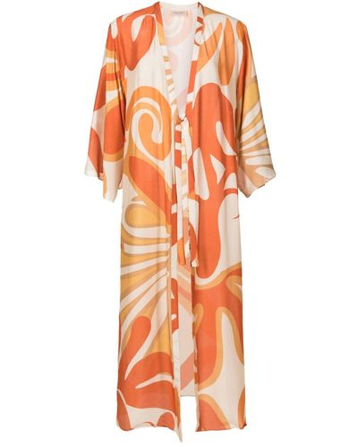 Adriana Degreas Maxi-hoes Met Print - Oranje