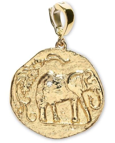 Azlee 18kt Yellow Gold Elefante Loyalty Diamond Pendant Charm - Metallic