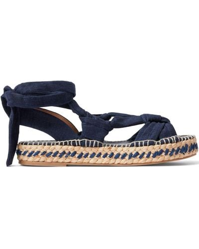 Ralph Lauren Collection Lilyann Linen-silk Sandals - Blue