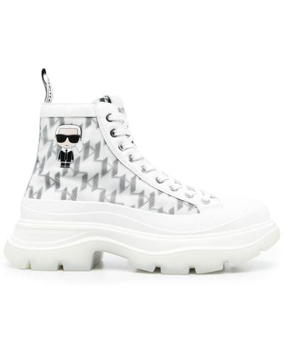 Karl Lagerfeld Monogram-pattern Leather Sneakers - White