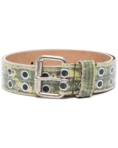 DIESEL B-trump Trompe L'oeil Leather Belt - Grey