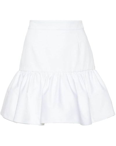 Patou Ruffled Gabardine Miniskirt - White