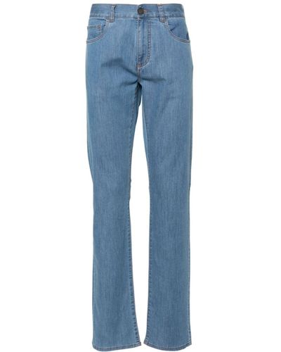 Canali Jean slim à taille mi-haute - Bleu