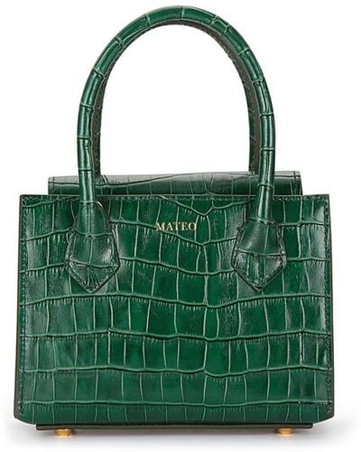 Mateo Diana Croc-effect Leather Tote - Green