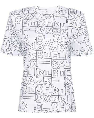 Elisabetta Franchi Logo-Print T-Shirt - White