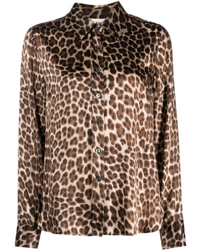 P.A.R.O.S.H. Leopard-print Silk-satin Shirt - Brown