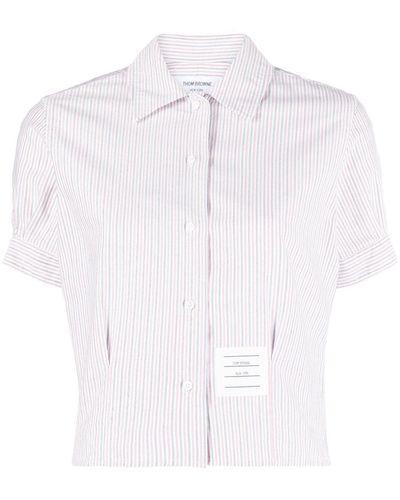 Thom Browne Chemise en coton à rayures - Blanc