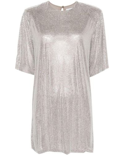 GIUSEPPE DI MORABITO Crystal-embellished Mesh T-shirt Dress - White