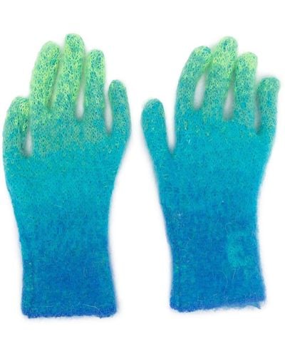 ERL Logo-intarsia Gradient Knitted Gloves - Blue