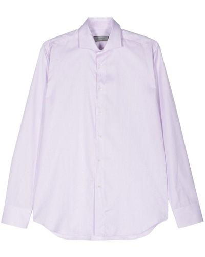 Canali Mini-check Cotton Shirt - Purple