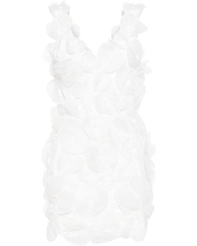 Cynthia Rowley Vestido corto con aplique de encaje - Blanco