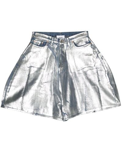 Doublet Metallic-finish Denim Shorts