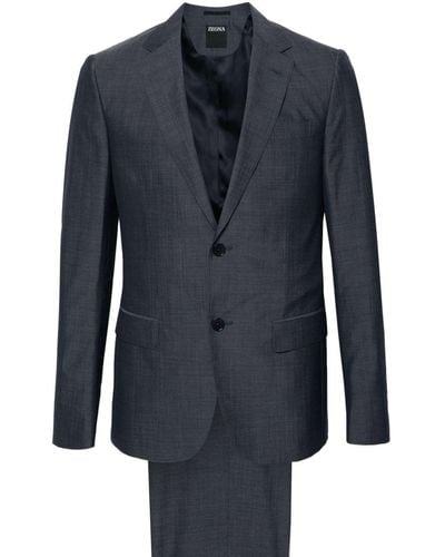 Zegna Single-breasted Wool Suit - Blue