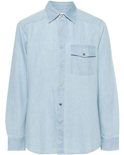 Paul Smith Denim Overhemd Met Brede Kraag - Blauw