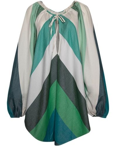 Marrakshi Life Mini-jurk Met Chevron Streep - Groen