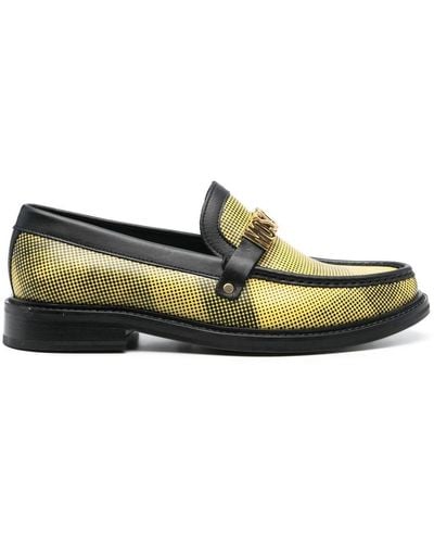 Moschino Logo-plaque Leather Loafers - Green