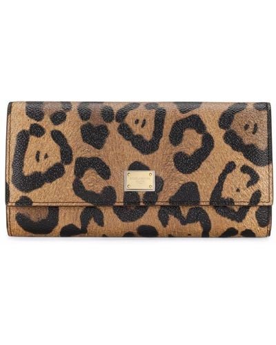 Dolce & Gabbana Crespo Leopard-print Continental Wallet - Brown