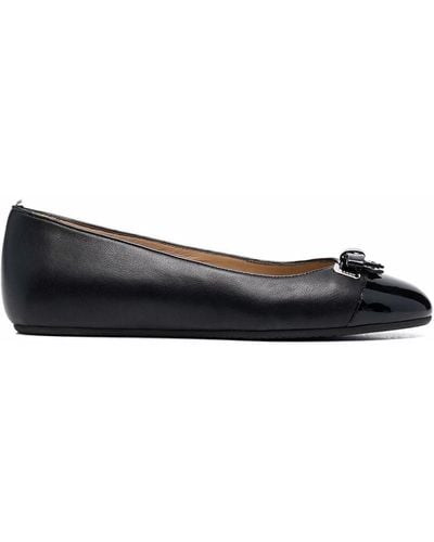 Bally Bow-detail Leather Ballerina Shoes - Black