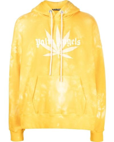 Palm Angels Hoodie Leaf à imprimé tie dye - Jaune