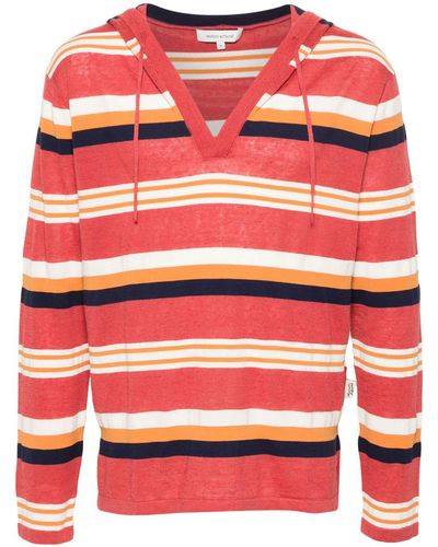 Maison Kitsuné Striped Hooded Sweater - Red