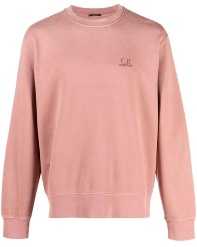 C.P. Company Logo-embroidered Cotton Sweatshirt - Pink