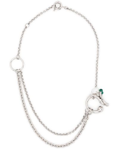 Acne Studios Charm-detail Multi-chain Necklace - White