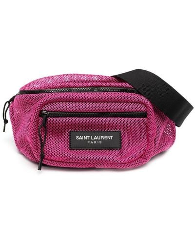 Saint Laurent Mesh-panel Logo Belt Bag - Purple