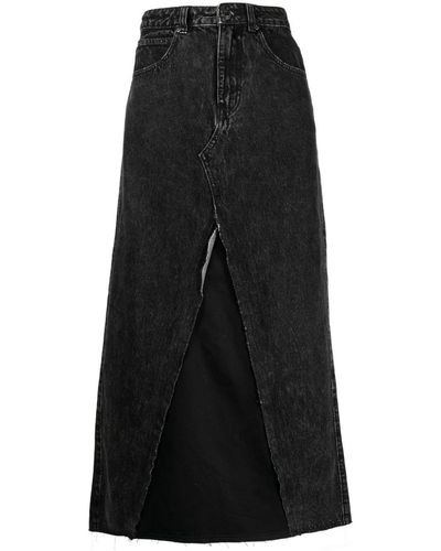 Izzue High-waist Denim Midi Skirt - Black