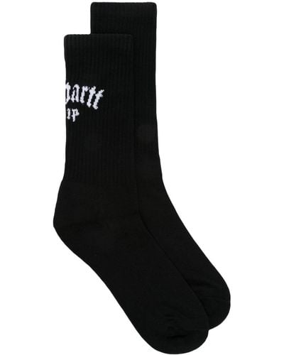Carhartt Logo Intarsia-knit Cotton-blend Socks - Black