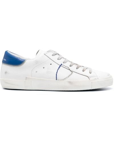 Philippe Model Distressed-effect Low-top Sneakers - White