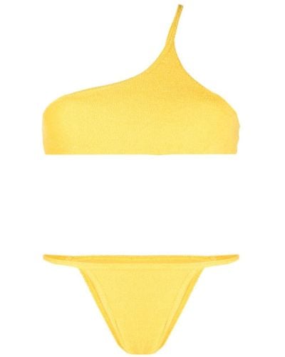 The Attico One-shoulder Terry-cloth Bikini - Yellow