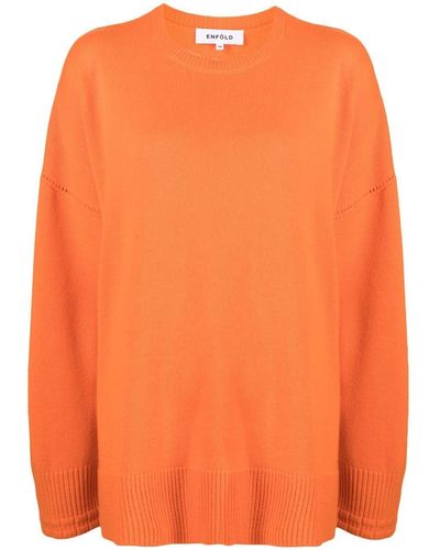 Enfold Woolen Crew-neck Sweater - Orange