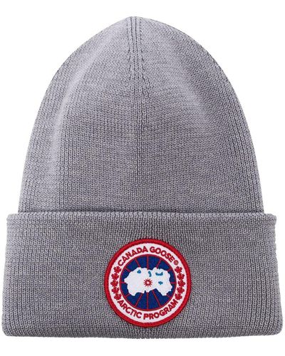 Canada Goose Arctic Disc Ribbed Wool Beanie Hat - Grey