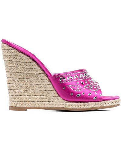 Le Silla Crystal-embellished Wedge-heeled Sandals - Pink