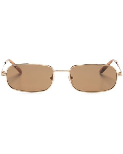 Gucci Rectangle-frame Metal Sunglasses - Natural