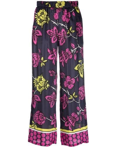 P.A.R.O.S.H. Floral-print Cropped Trousers - Purple