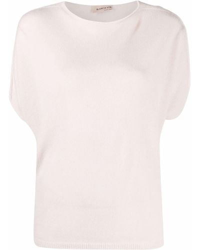 Blanca Vita Fein gestricktes T-Shirt - Pink