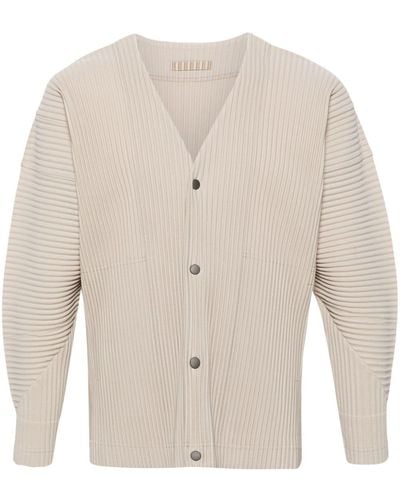 Homme Plissé Issey Miyake Cardigan à design plissé - Blanc