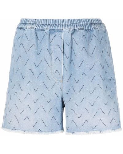 Missoni Zigzag-embroidered Denim Shorts - Blue