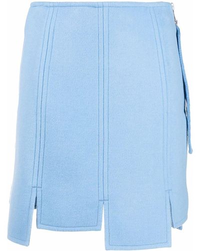 Ganni Falda de cintura alta con cremallera - Azul