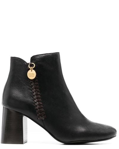 See By Chloé Logo-plaque Detail Ankle Boots - Black