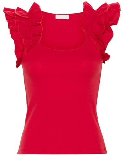 Liu Jo Ruched-trim sleeveless blouse - Rojo