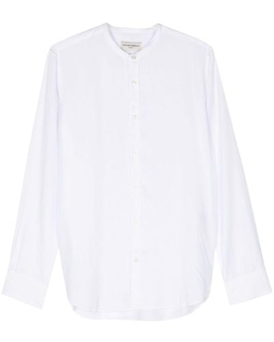 Officine Generale Band-collar Long-sleeve Shirt - White