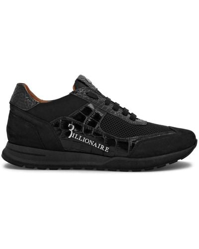 Billionaire Logo-print Paneled Leather Sneakers - Black