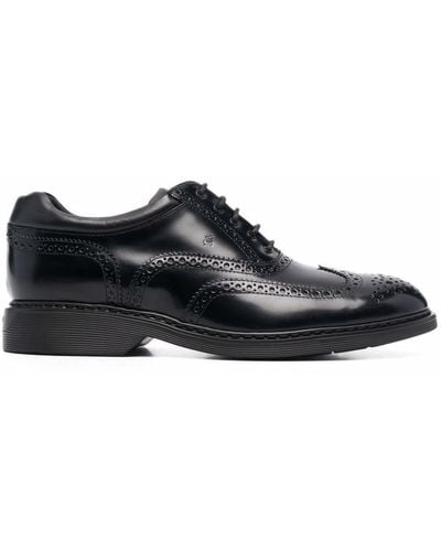 Hogan Leather Oxford Shoes - Black
