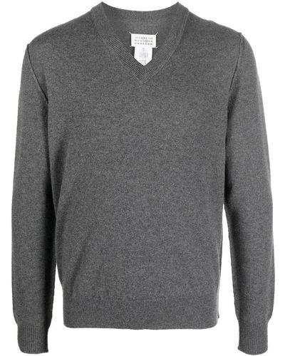 Maison Margiela V-neck Cashmere Sweater - Gray